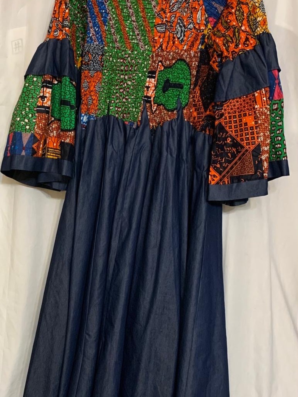 Patchwork Bodice Navy Casual Maxi Dress
